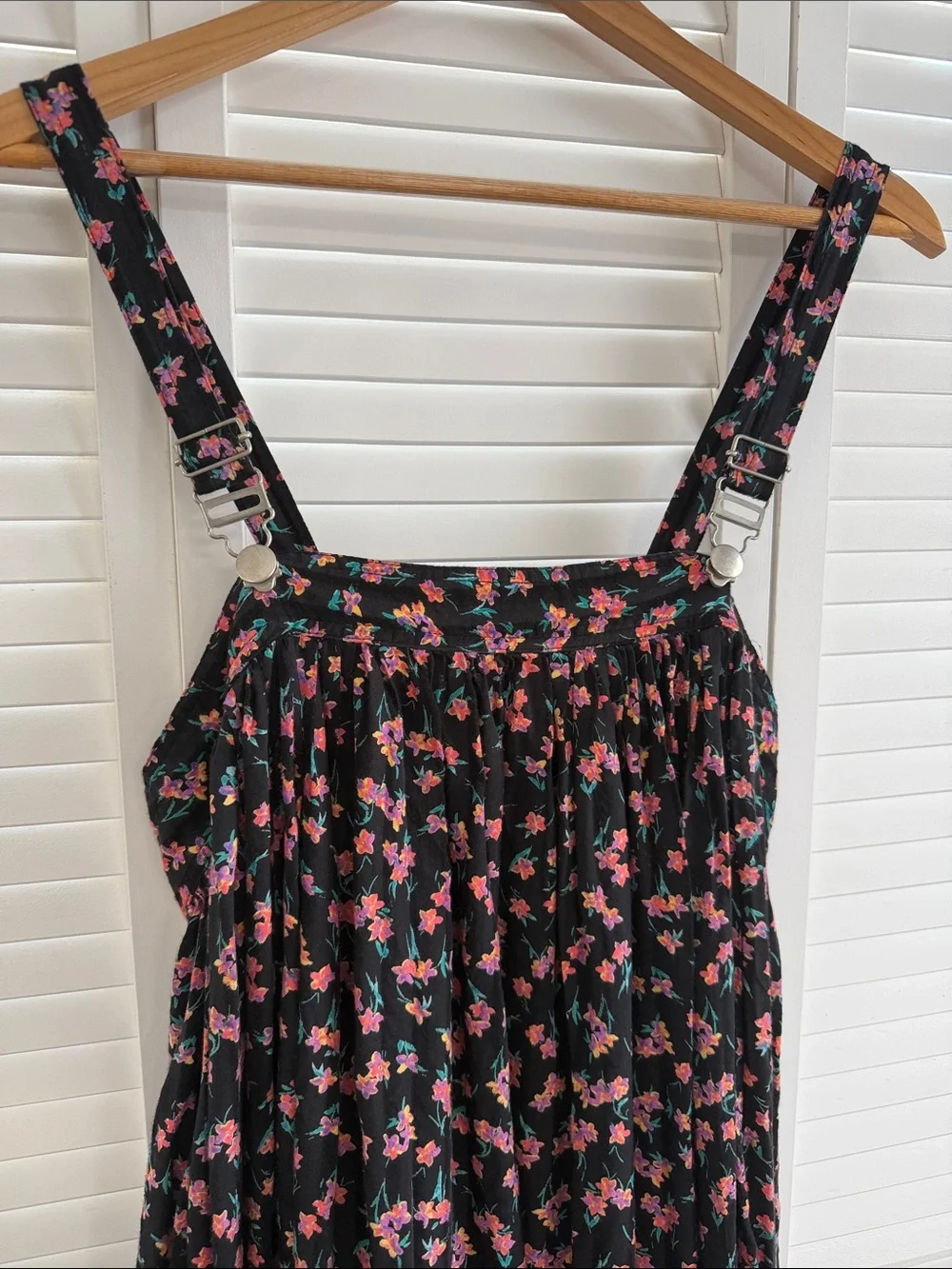 Free People Black Maxi Dress with Pink Floral Print